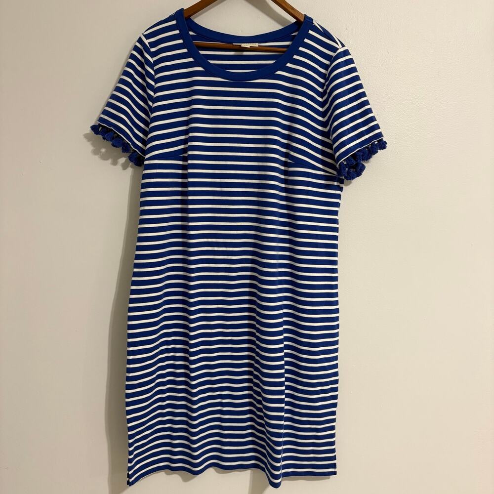 Appleseed's Women's XL Blue Striped Summer Dress Tassel Coastal Boho - Picture 1 of 7